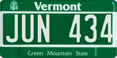VT license plate JUN434