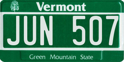 VT license plate JUN507