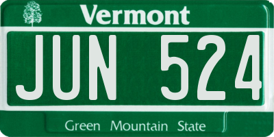 VT license plate JUN524