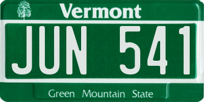 VT license plate JUN541
