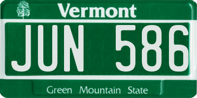 VT license plate JUN586
