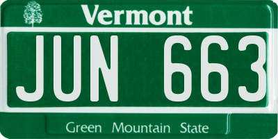 VT license plate JUN663