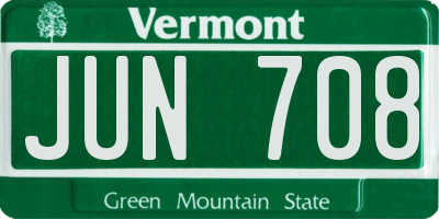 VT license plate JUN708