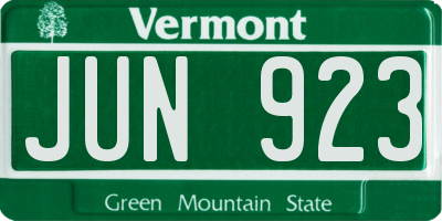 VT license plate JUN923