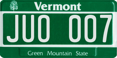 VT license plate JUO007