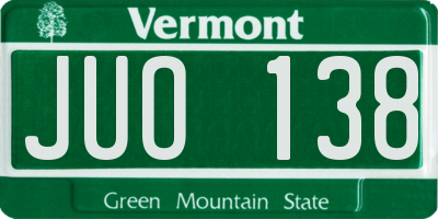 VT license plate JUO138
