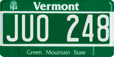 VT license plate JUO248