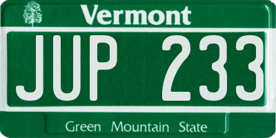 VT license plate JUP233