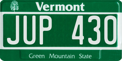 VT license plate JUP430