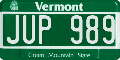 VT license plate JUP989