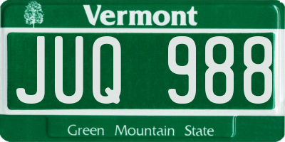 VT license plate JUQ988