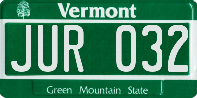 VT license plate JUR032