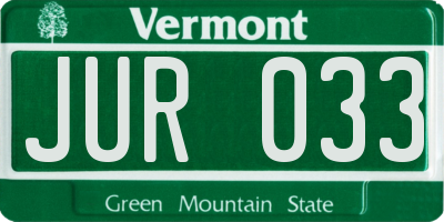 VT license plate JUR033