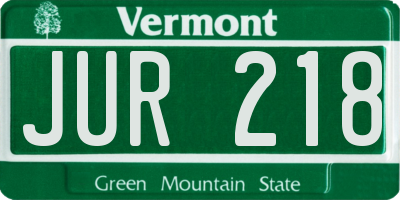 VT license plate JUR218