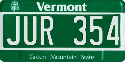 VT license plate JUR354