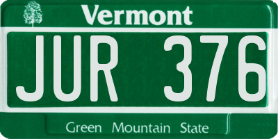 VT license plate JUR376