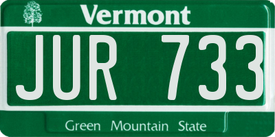 VT license plate JUR733