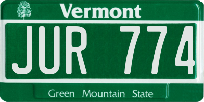 VT license plate JUR774