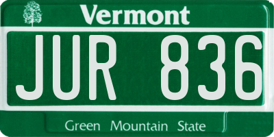 VT license plate JUR836