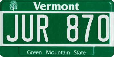 VT license plate JUR870