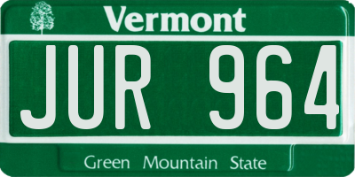 VT license plate JUR964