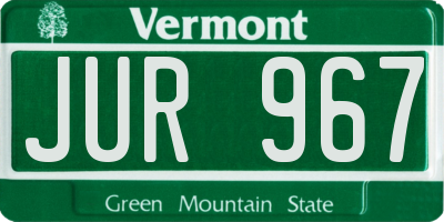 VT license plate JUR967