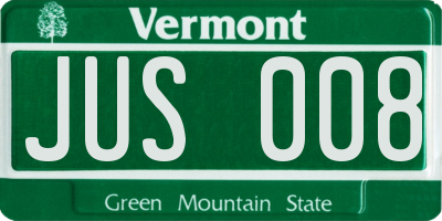 VT license plate JUS008