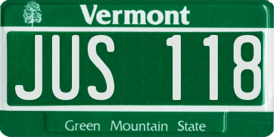 VT license plate JUS118