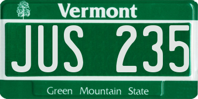 VT license plate JUS235