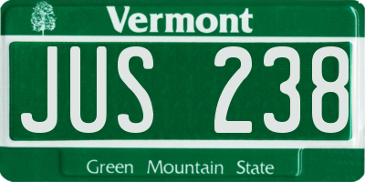 VT license plate JUS238