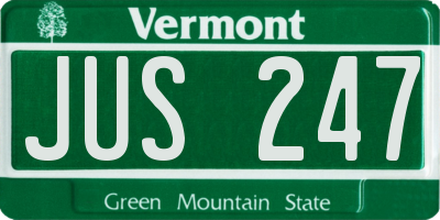 VT license plate JUS247