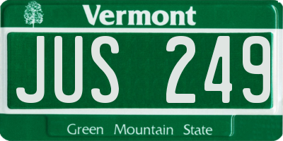 VT license plate JUS249