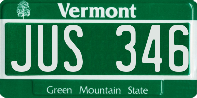 VT license plate JUS346