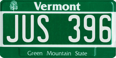 VT license plate JUS396