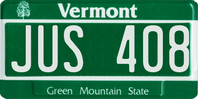 VT license plate JUS408