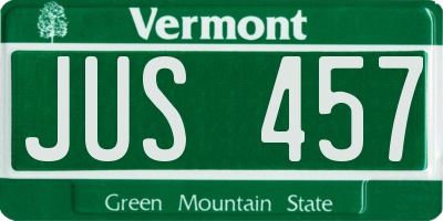 VT license plate JUS457