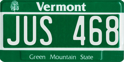 VT license plate JUS468
