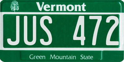 VT license plate JUS472