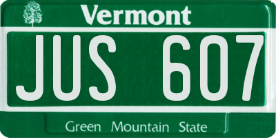 VT license plate JUS607