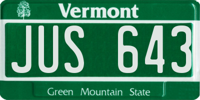 VT license plate JUS643