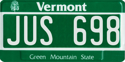 VT license plate JUS698