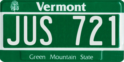 VT license plate JUS721
