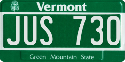 VT license plate JUS730