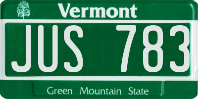 VT license plate JUS783