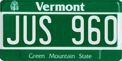 VT license plate JUS960