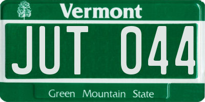 VT license plate JUT044