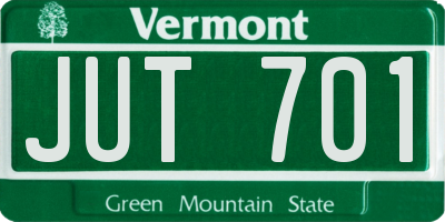 VT license plate JUT701