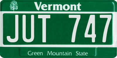 VT license plate JUT747