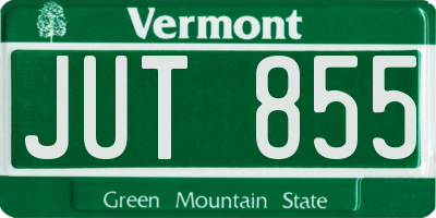 VT license plate JUT855