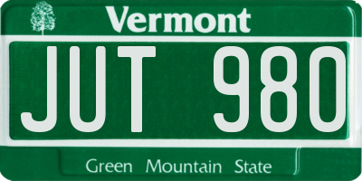 VT license plate JUT980
